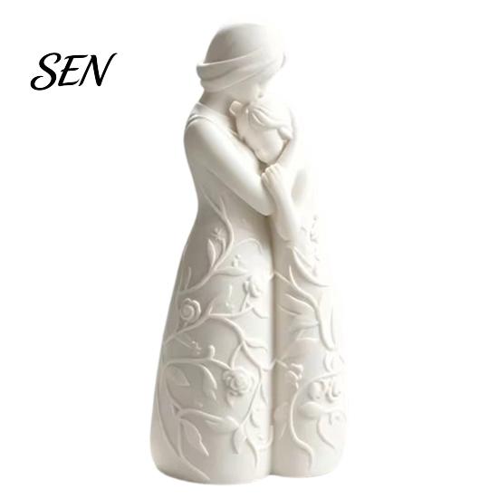 Romantic Anniversary Gift Mother and Daughter Hugging Figurine, 3D Printed Warm Family Sculpture, Modern Artistic Home Decor Tabletop for Living Room