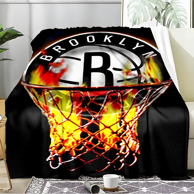 Brooklyn Basketball Team Blanket Flannel Throw for Sofa, Indoor, Camping, Living Room, Office, Chair, And Bed Soft Birthday Gift
