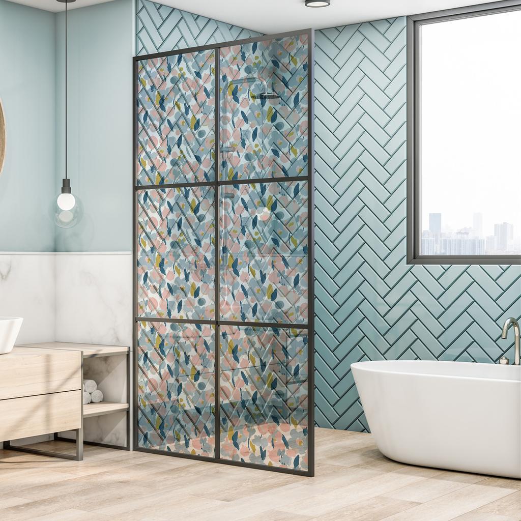 Floral Pattern Electrostatic Glass Sticker Transparent Glass Decoration Bathroom Flower Print Glass Door Sticker