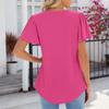 Women's Fashion Solid Color Square Neck Pleated Short Sleeved Loose T-shirt Top