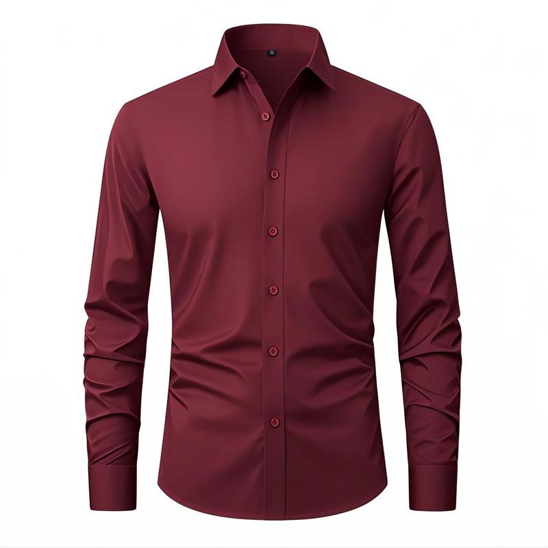 

Men s Four-Way Stretch Wrinkle-Resistant Plus Size Shirt 41[EU/US S] вино красного