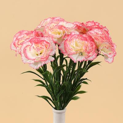 Lot de 8 œillets artificiels en soie, fausses fleurs réalistes, pour décoration de table, de mariage, d'intérieur, de bureau, de fête des mères