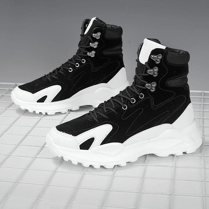 Herbst- und Winter Herren High-Top Stiefel funktionale Windboard-Schuhe mittelhohe Martin-Stiefel vielseitige Lokomotiv-Stiefel Schuhe mit Absatz