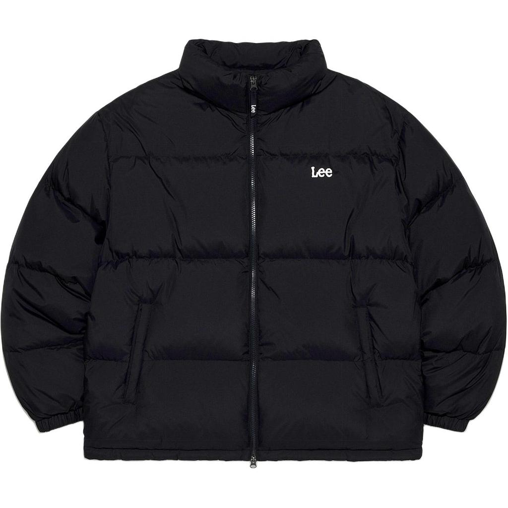 Lee Korean Style Stand Collar Letter Double Zipper Short Down Jacket Unisex Jacket LE2504DP01BK