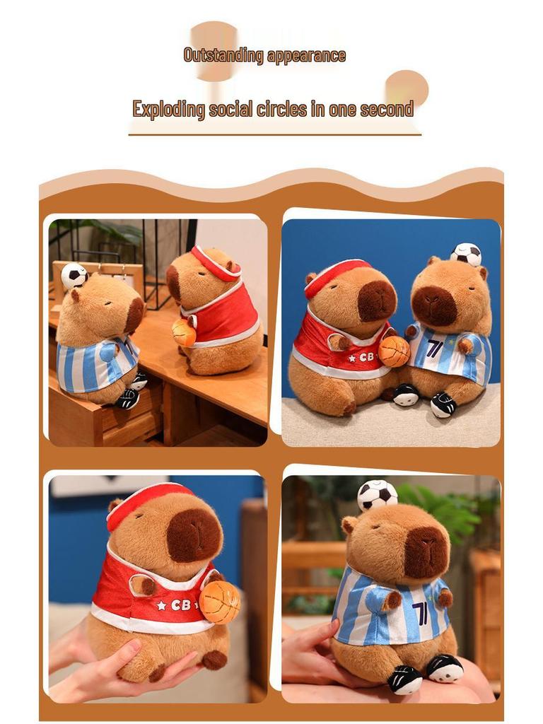 Sporty Capybara Plush Toy - Football & Basketball Variants