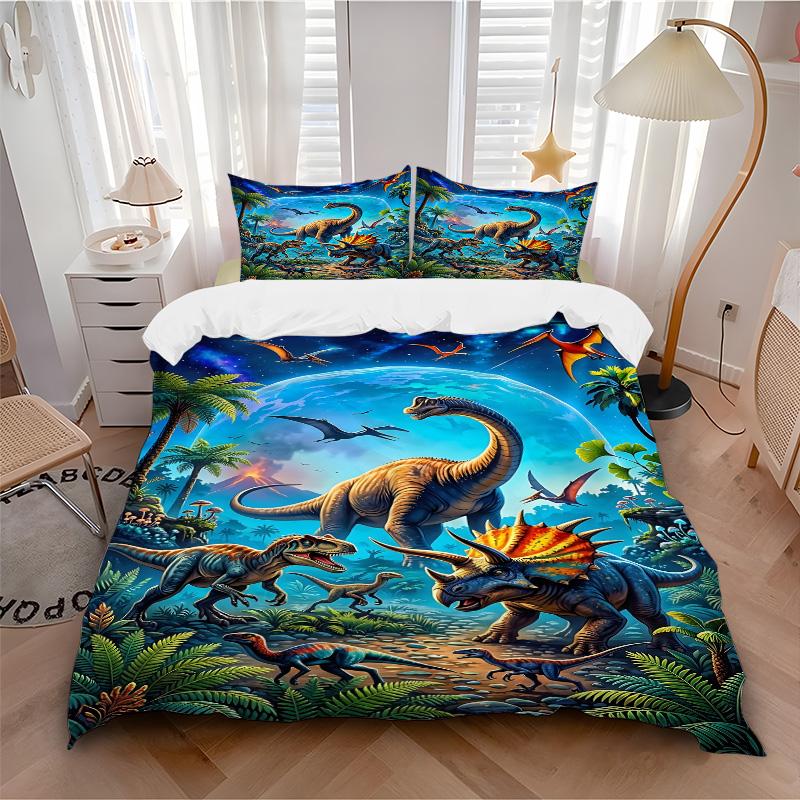 Dinosaur Kingdom Night Print 3Pcs Bedding Setduvet Cover With 2 Bedropillowcase Home Birthday Gift