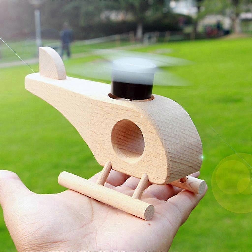 Creative Wooden Solar Powered Airplane Helicopter Model Kids Fun Science Early Educational Toy