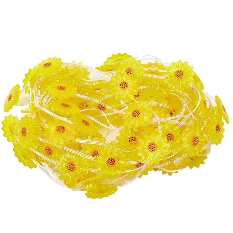 10/20/30M Plug in Sunflower Fairy Lights Outdoor Waterproof Artificial Flower String Light For Gazebo Patio Wedding Party Decor