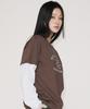 UNIVERSE GARMENT Layered Graphic Long Sleeve T-Shirt_Brown
