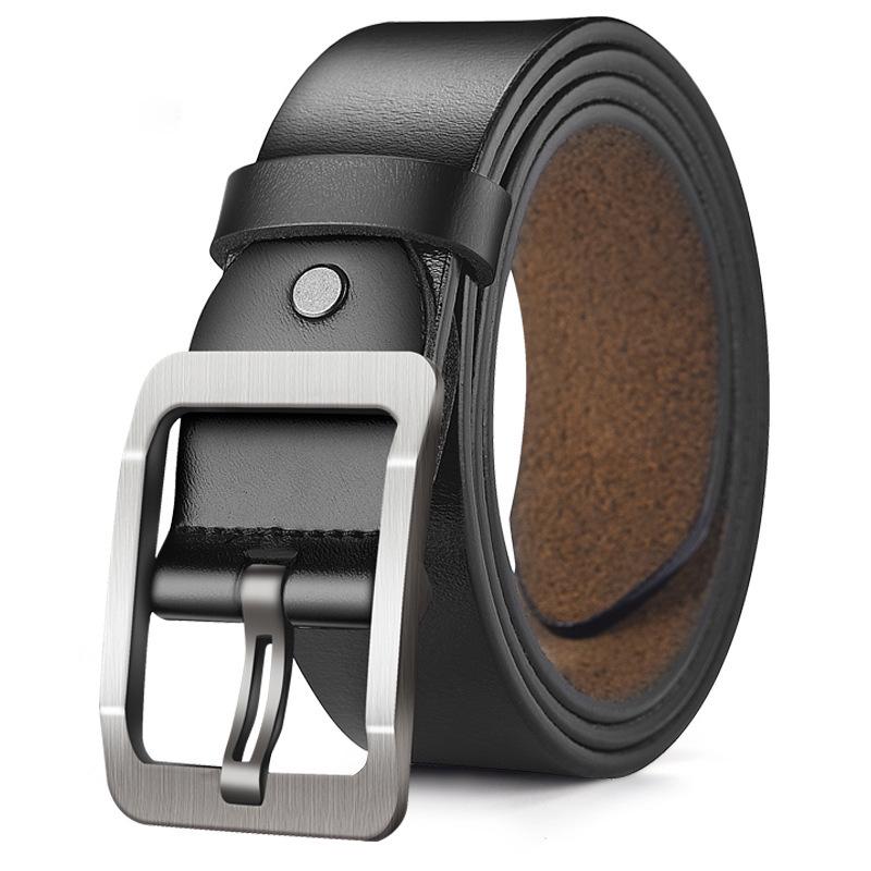 Men's Soft Leather Belt with Alloy Japanese-Style Antique Buckle and Copper Pin