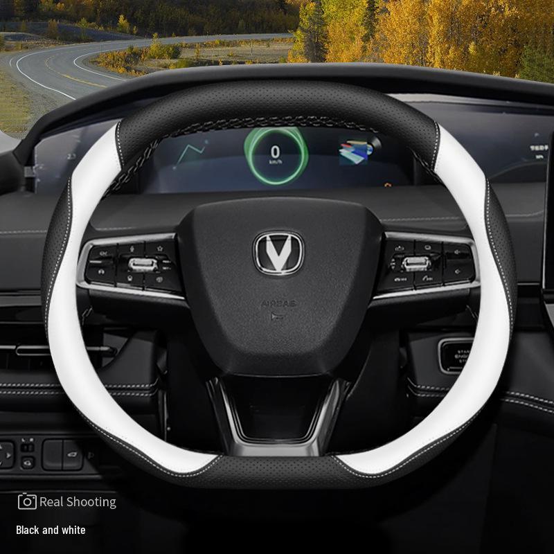 Genuine Leather Steering Wheel Cover for Changan UNIV, UNIK, 2nd Gen CS55 Plus