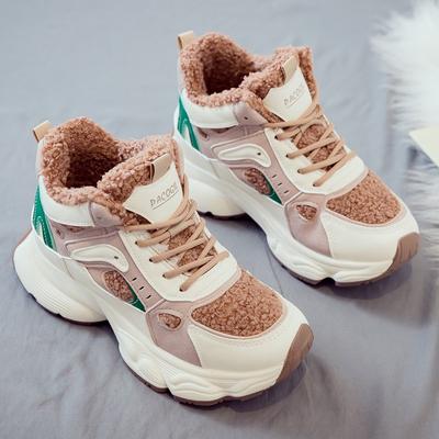 Chaussures montantes chaudes épaisses en polaire pour femmes hiver nouveau polyvalent petit blanc sport étudiantes
