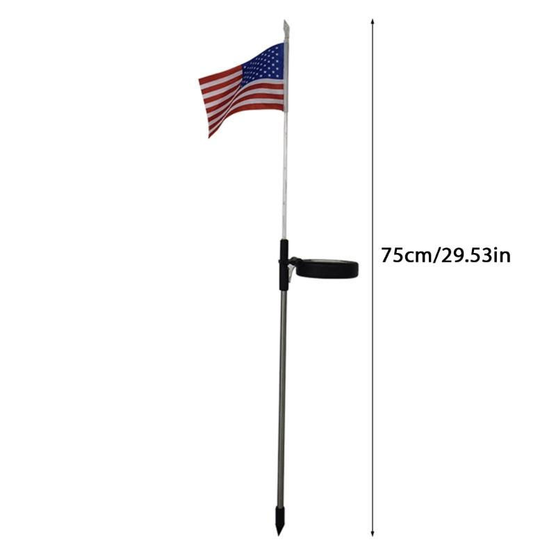 Solar American National Flag Led Light Waterproof Ornaments Crafts Ornaments for Festival Holiday New Year Garden Stake