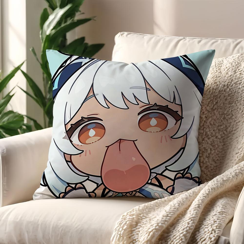 Kawaii Chibi Genshin Impact Characters cushion cover For Pillow Printing Sofa Decoration Home Car Room Office Nordic Simplicity