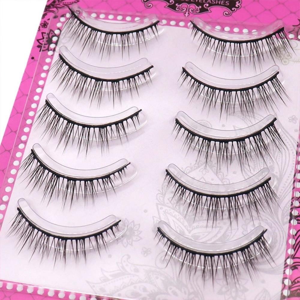 5 Pairs/Box 5-10MM Natural False Eyelashes Black Baby Straight Fake Eyelashes  Daily 1