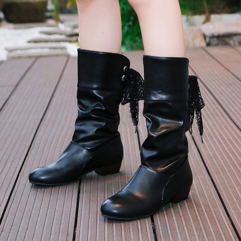 Women Boots Winter Boots Thick-heeled Shoes Ankle Boots Non-slip Middle Tube Boot Shoes Women Winter Boots Shoes Flat Boots