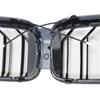 Double Slat Front Kidney Grille Fit BMW 5 Series G30 G31 2017-2020 Gloss Black