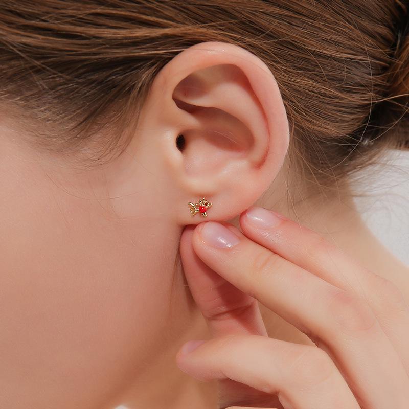 Della 925 Silver Christmas Reindeer Stud Earrings Set: Cute, Stylish Autumn/Winter Design for Women