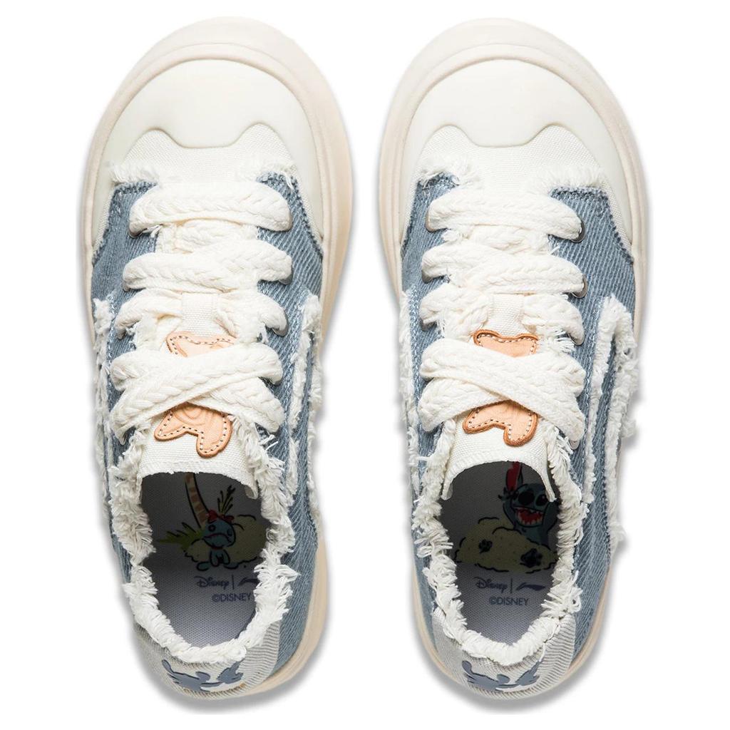 New LiNing Honey Platform Cushioning Anti Slip And Wear Resistant Height Increasing Low Top Casual Shoes Women's Blue White AGCU046-6