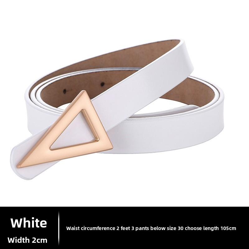 Women Simple Chic Belt With Metal Triangle Buckle For Dress And Attire Formal