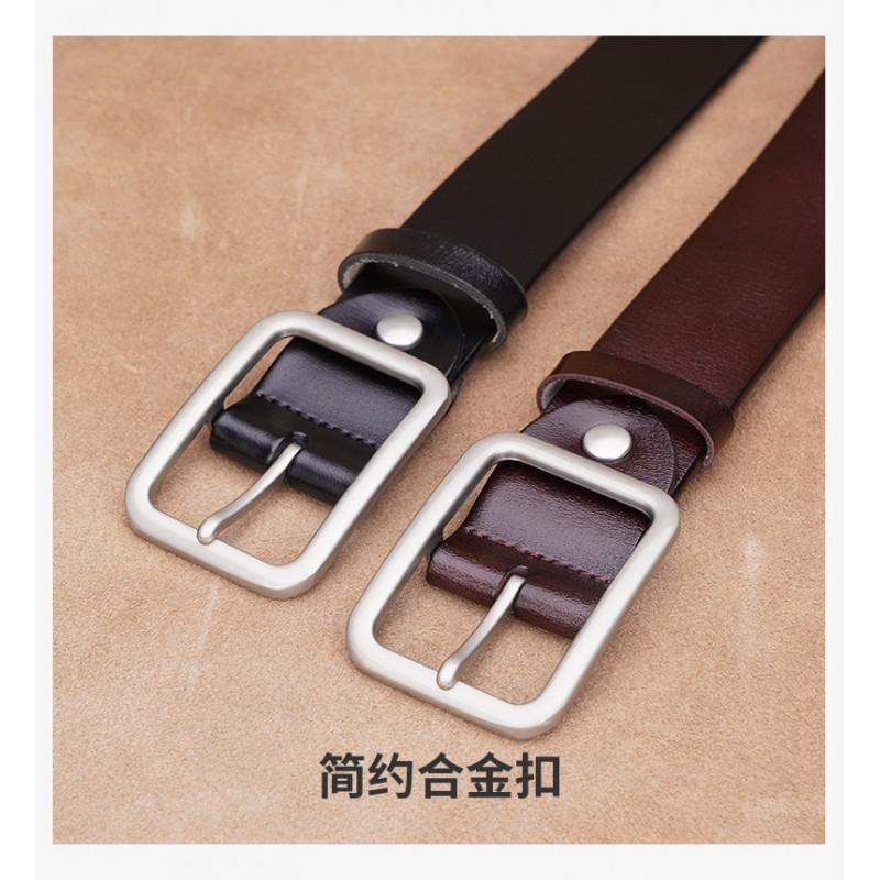 Womens Genuine Leather Belt With Pin Buckle Wide Slim Fit Jeans Casual Office Style Black Coffee Brown