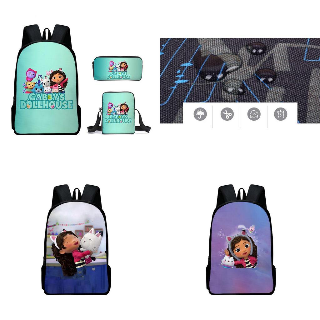 Gabby's Dollhouse Backpack Featuring Stylish Cartoon Design And Adjustable Shoulder Straps For Students