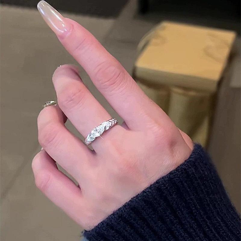 Runrun 5 * 10mm Horse Eye Pink Diamond Personalized Ring Female Simple Daily Ins Style