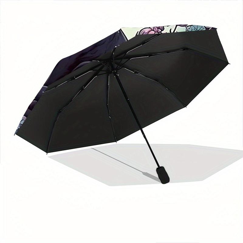 1pc Witchy Cat Pattern Automatic 3-Fold Umbrella, 8 Iron Frames, High-Value Folding Umbrella, Suitable for Office, Travel and Outdoor Advent