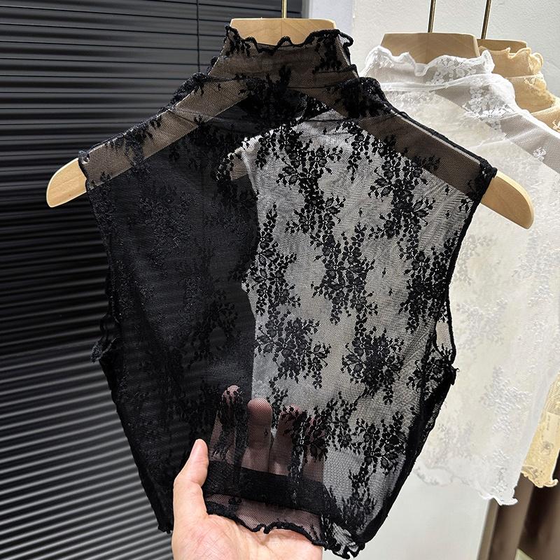 Perfect Match New Lace Svel Mo Collar Top Women'S Inner Wear F High Collar Ort Length Base Irt Korean Sle Commute Wind