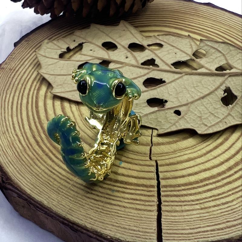 1PC Retro Stereo Lizard 3D Gecko Cute Animal Opening Ring Hip Hop Punk Style Size Can Be Adjusted for Daily Wear