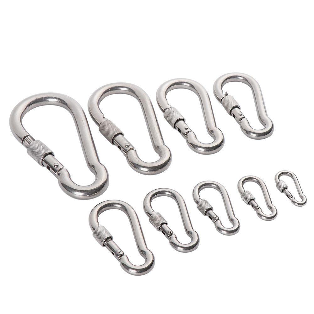 M4~M12 Outdoor Climbing Gear 304 Stainless Steel Safety Hook Carabiner Lock Ring Travel Kit