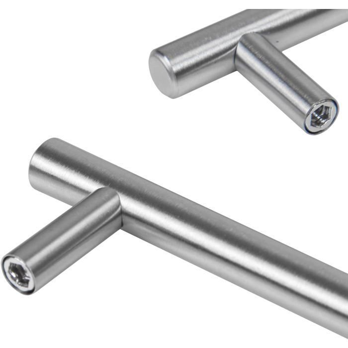Lot de 20 poignées barre inox brossé Ø12 mm – 150x32 mm, entraxe 96 mm, vis incluses