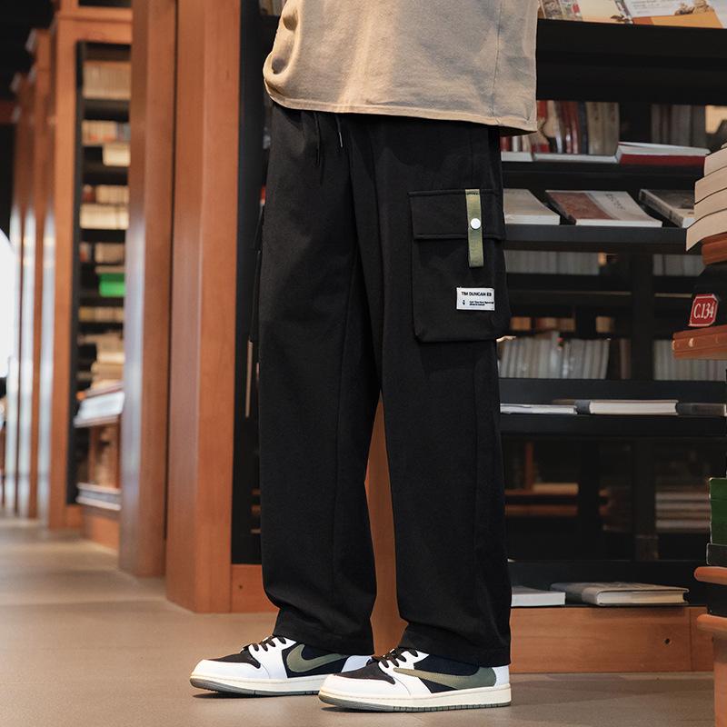 New Overalls Men's Autumn and Winter Loose Straight Fleece Large Size Men's Casual Sports Pants