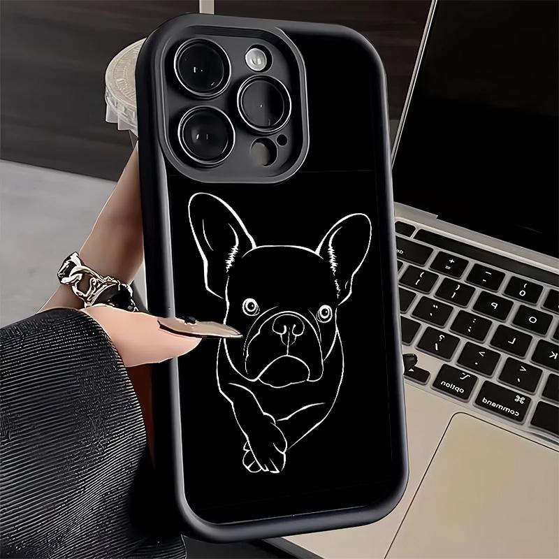 

French Bulldog Black Desgin Phone Case for iPhone 16 17 Air 16E 15 Pro Max 14 Plus 13 12 Mini Capa Soft Shell Silicone Funda iPhone15