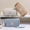 Canvas Pencil Case Double Layer Waterproof Stationery Bag Student Pencil Organizer for School Office Travel Cosmetic Bag