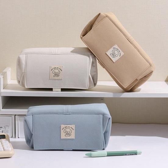 Canvas Pencil Case Double Layer Waterproof Stationery Bag Student Pencil Organizer for School Office Travel Cosmetic Bag