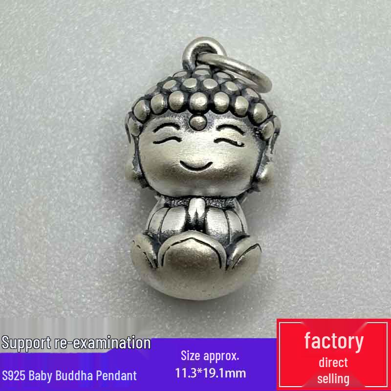 

Милое серебряное ожерелье-подвеска с Буддой для младенца S925 - Игривый и модный талисман мира Size: 11.3*19.1mm