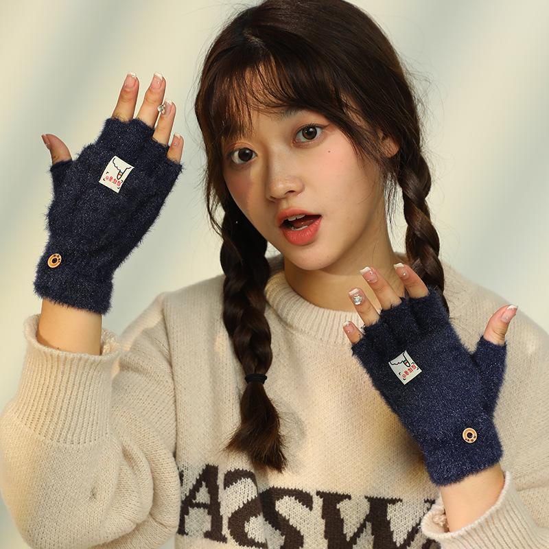 Unisex Winter Touchscreen Windproof Cycling Gloves - Knitted, Thick, Plush, Breathable, and Warm