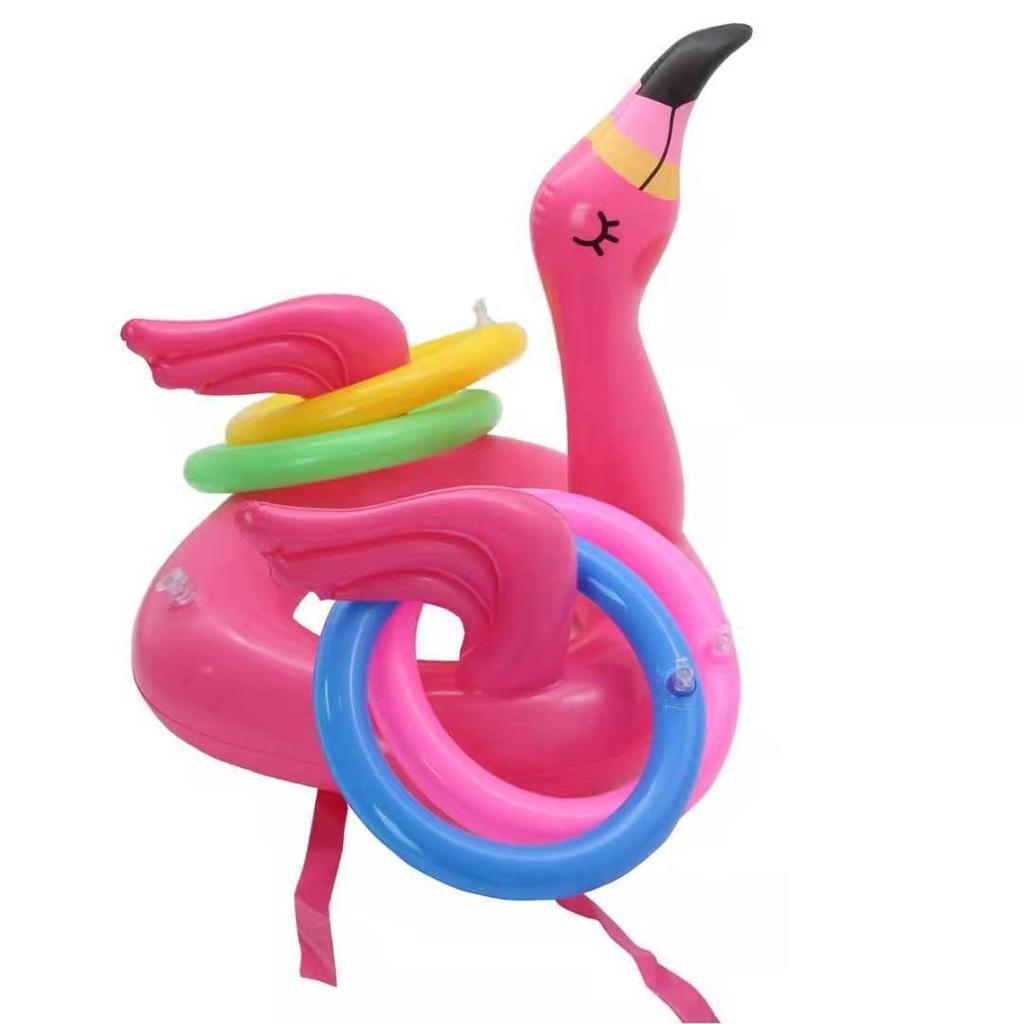Pink Inflatable Flamingo Ring Throwing Game Toys Flamingo Ring Throwing Game Rings And Inflatable Rings With Random Color