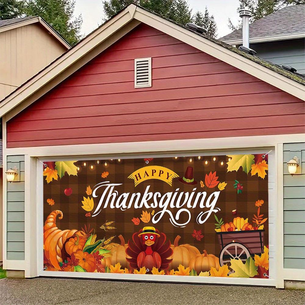 Een Thanksgiving Kalkoen Garagedeur Banner - Herfst Oogst Thema Stof Deurkozijn Decoratie - Geen Stroom Nodig