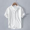2025 Summer Men's Linen Henley Collar Lightweight Breathable Short-Sleeved Shirt