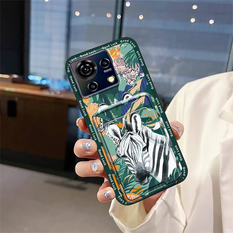 Card Slot Silicone Phone Case For ZTE Blade V50 Vita Fashion Design Dirt-resistant Waterproof Durable Anti-dust Card Bag
