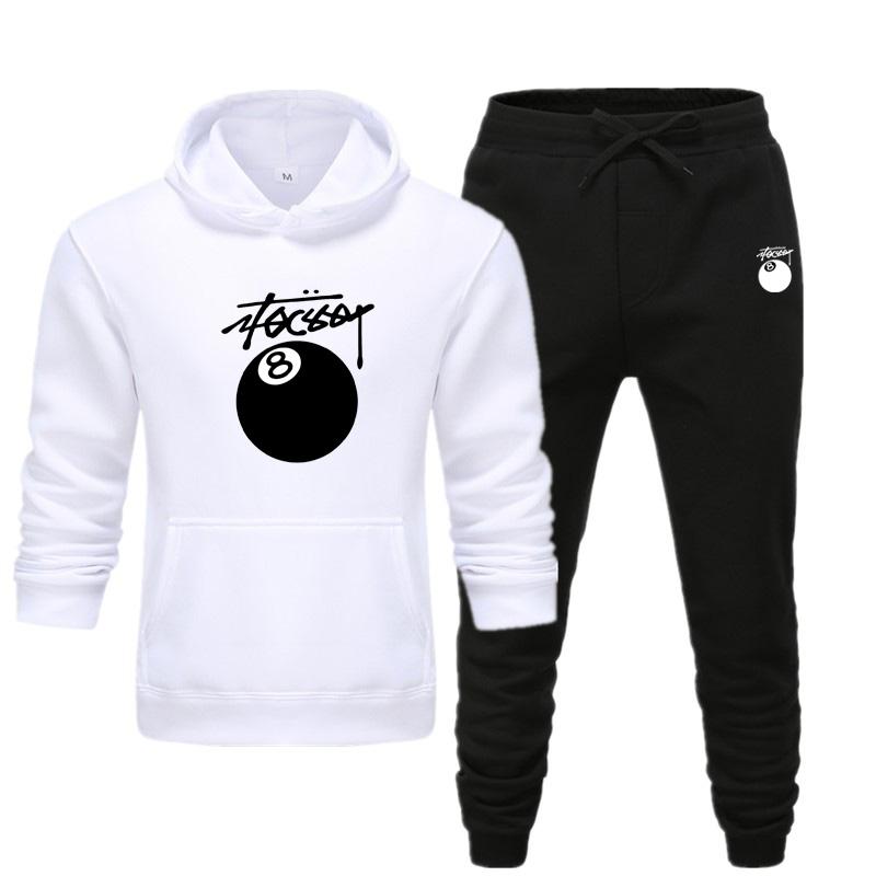 Herr- och damny höst- och vinter plusstorlek bordtennis Nej. 8 Tryckta Sportkläder med Huva Casual Sportklädesset