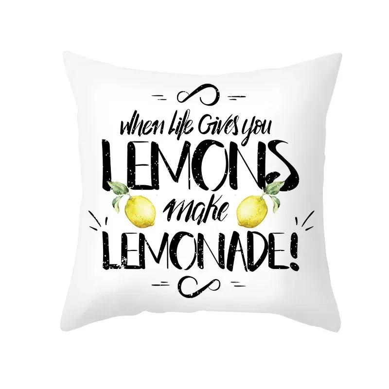 Yellow Green Pillowcase Lemon Letter Decoration Summer Fruit Cushion Cover Sofa Nordic Home