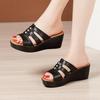 6cm Small Big Size 32-43 All Match Comfortable Thick Platform Wedges Slippers 2025 Med Heels Slides Leather Shoes Office Beach