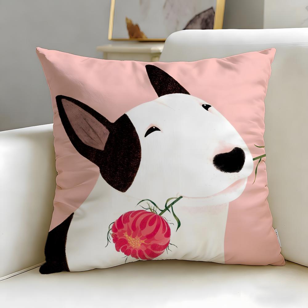 classic animal Bull Terrier Cushion Cover Soft  EasyWash Pillow Case  Versatile for Couch Bed Travel and Office