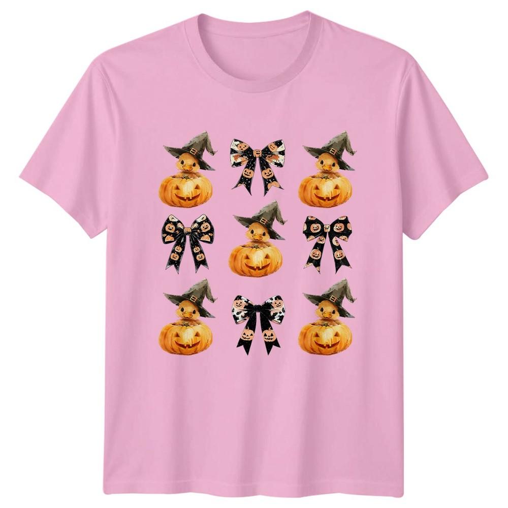 Halloween Witch Duck Pumpkin Bow Unisexs TShirt Ducks Halloween Gift For Her