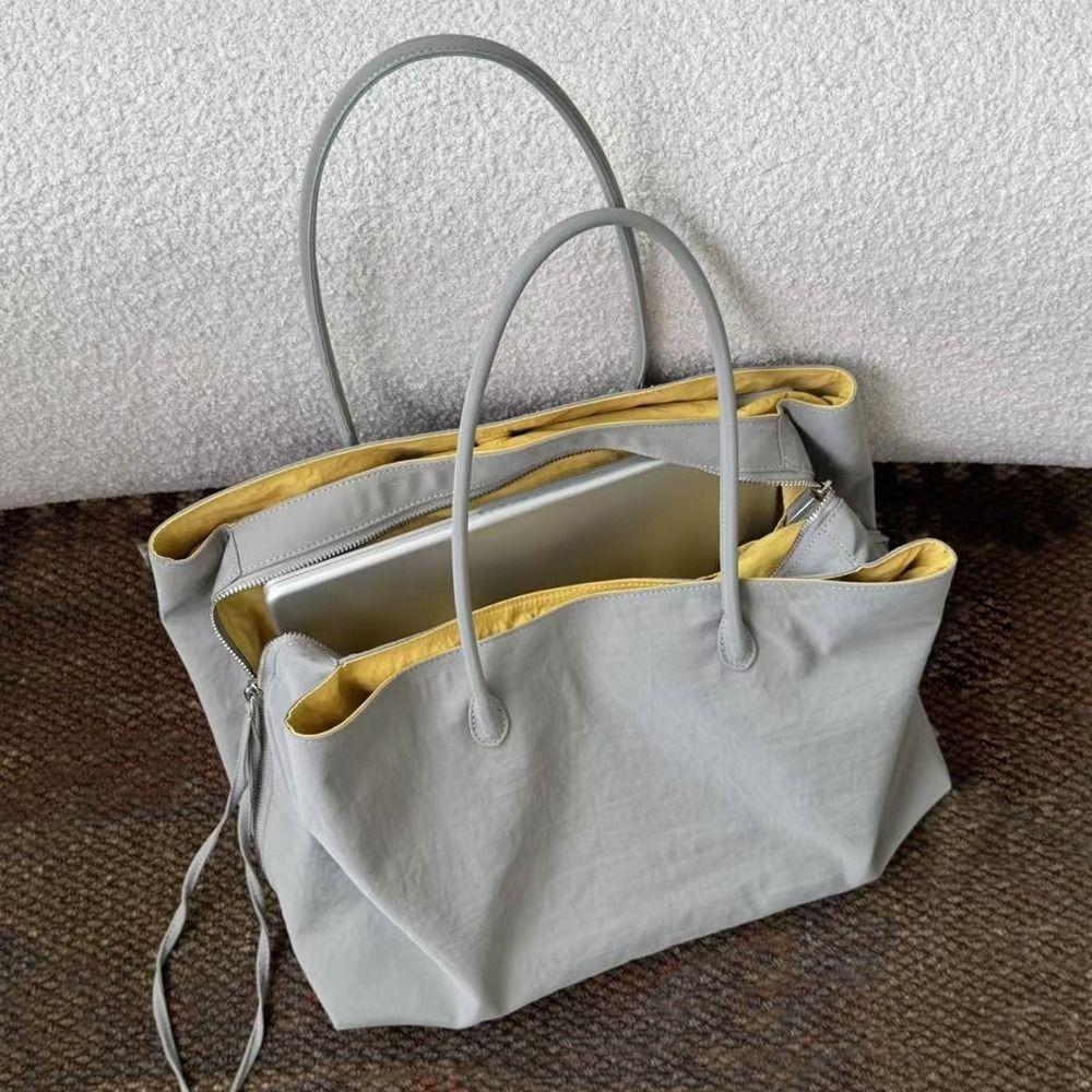 

New Casual Tote Bag Nylon Trendy Shoulder Bag Waterproof Large Capacity Handbag серый
