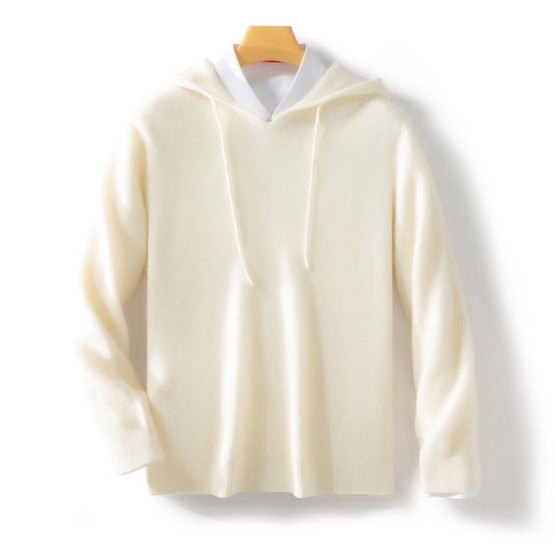 Men's Pure Wool Hoodie: 2024 Autumn/Winter Casual Knitwear Sweater with Hood