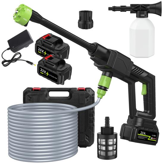 Electric Pressure Washer Cordless Power Pressure Washer 500PSI, 1GPM Adjustment Portable Power Cleaner with 6-in-1 Adjustable Nozzles